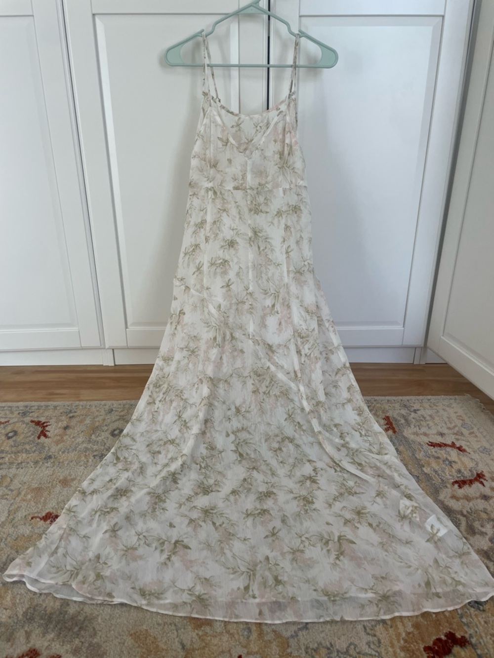 H&M Cream Floral Maxi Slip Dress